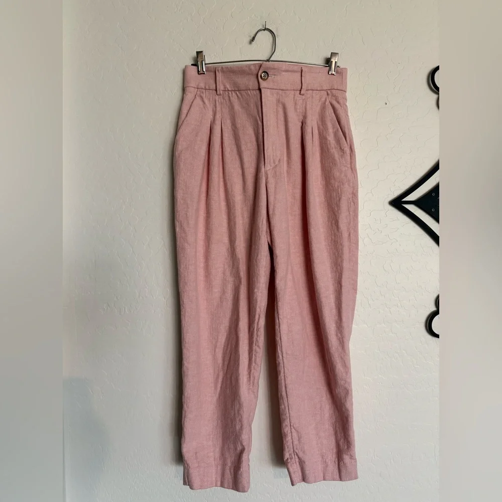 BANANA REPUBLIC Linen Blend Herringbone Pleated Pants - Size 4